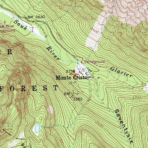 Topographic Map of Monte Cristo, WA