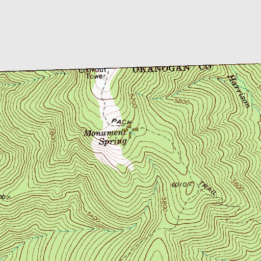 Topographic Map of Monument Spring, WA