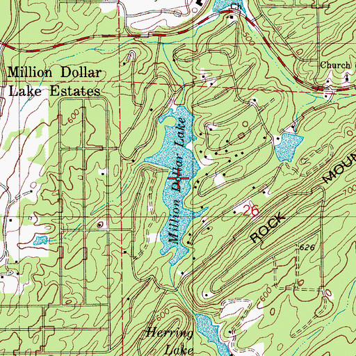 Topographic Map of Million Dollar Lake, AL