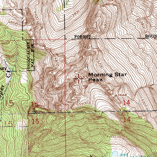 Topographic Map of Morning Star Peak, WA