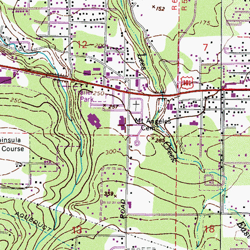 Topographic Map of Mount Angeles Memorial Park, WA