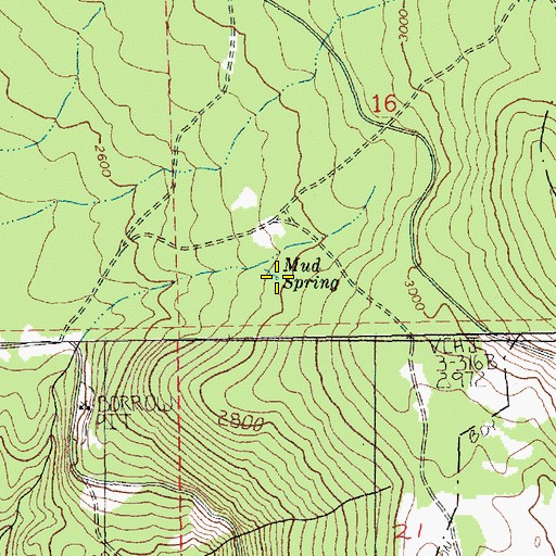 Topographic Map of Mud Spring, WA