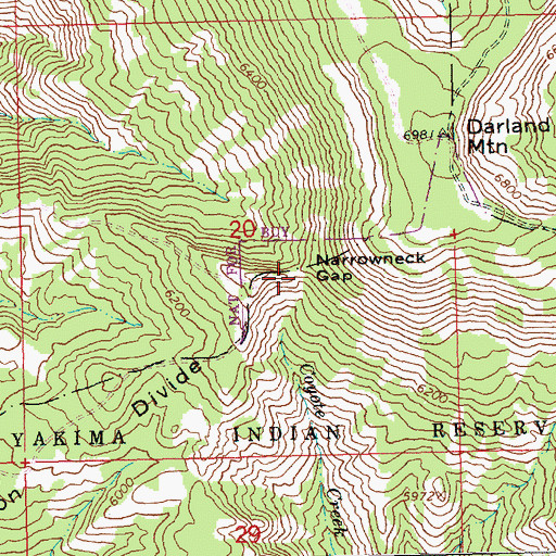 Topographic Map of Narrowneck Gap, WA