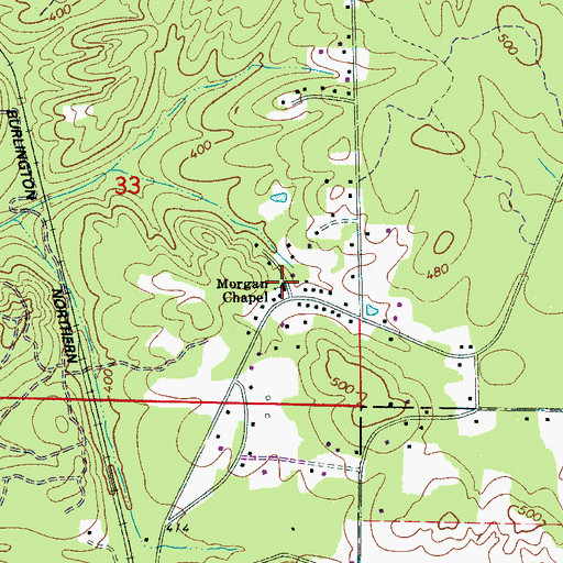 Topographic Map of Morgan Chapel, AL
