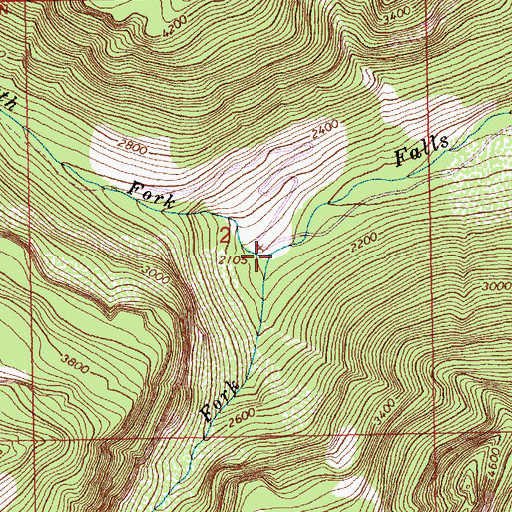 Topographic Map of North Fork Falls Creek, WA