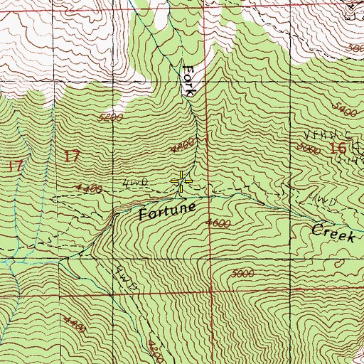 Topographic Map of North Fork Fortune Creek, WA