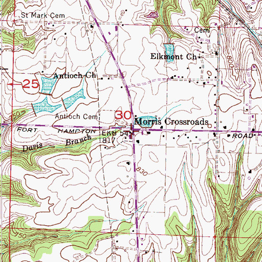 Topographic Map of Morris Crossroads, AL