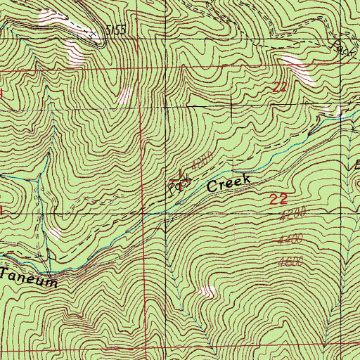 Topographic Map of North Fork Taneum Trail, WA