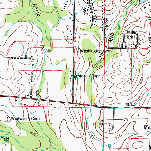 Topographic Map of Moses Chapel Baptist Church, AL