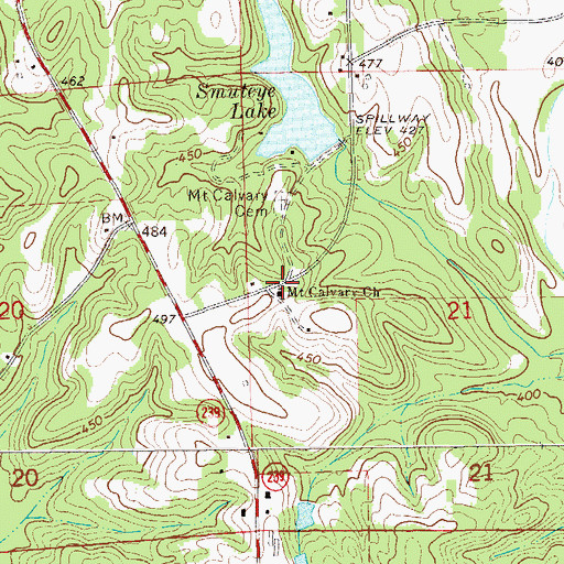Topographic Map of Mount Calvary Church, AL