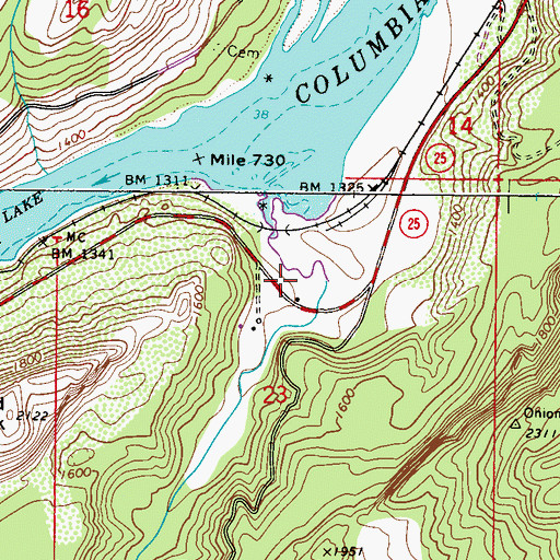 Topographic Map of Onion Creek, WA