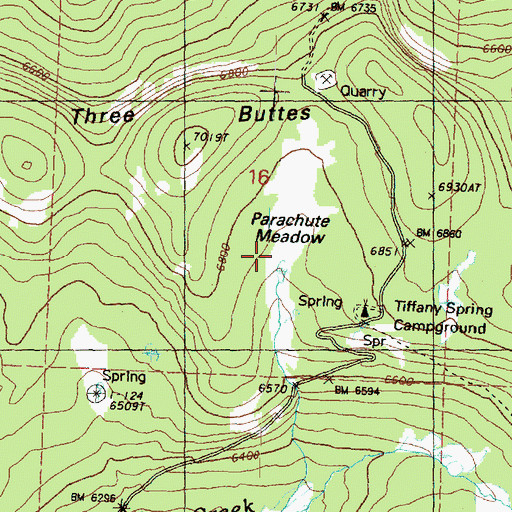 Topographic Map of Parachute Meadow, WA