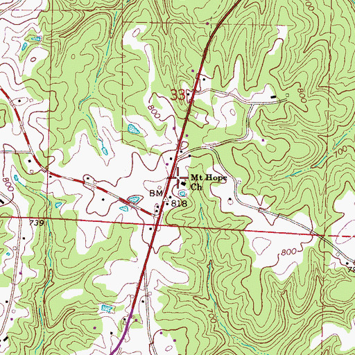 Topographic Map of Mount Hope Freewill Baptist Church, AL
