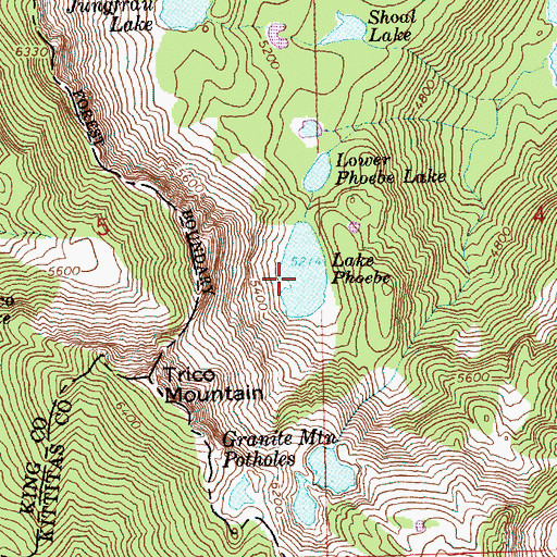 Topographic Map of Lake Phoebe, WA
