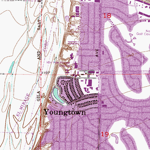 Topographic Map of Youngtown City Hall, AZ
