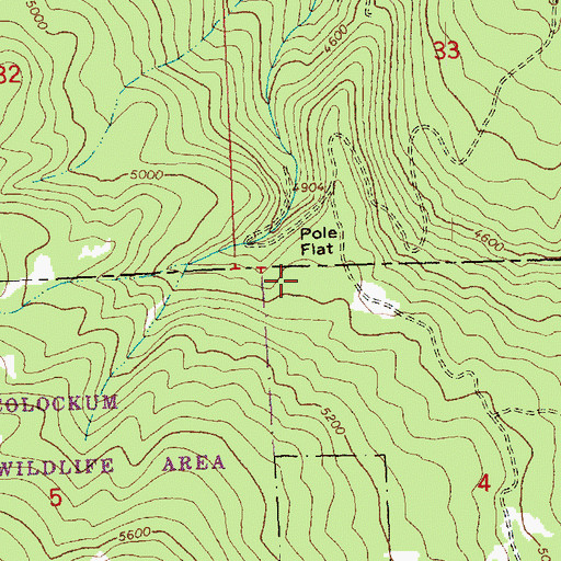 Topographic Map of Pole Flat, WA