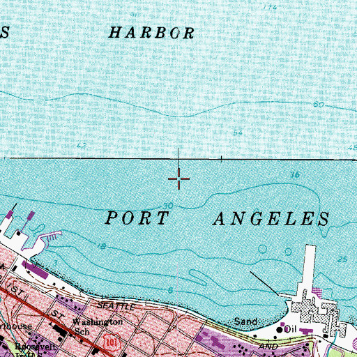 Topographic Map of Port Angeles Harbor, WA