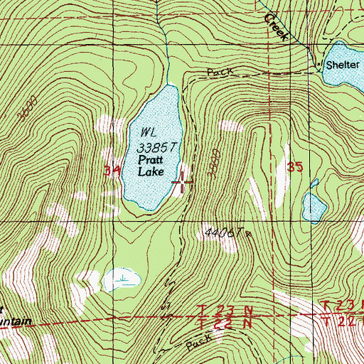 Topographic Map of Pratt Lake Trail, WA