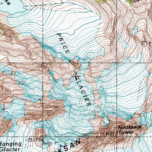 Topographic Map of Price Glacier, WA