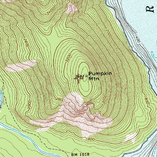 Topographic Map of Pumpkin Mountain, WA