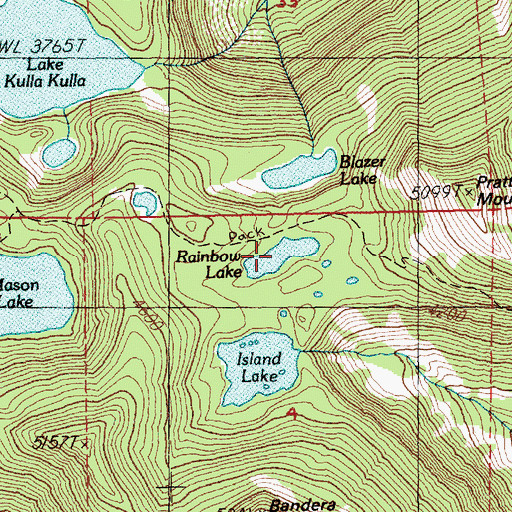 Topographic Map of Rainbow Lake, WA