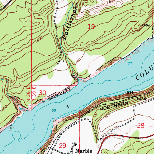 Topographic Map of Rattlesnake Creek, WA