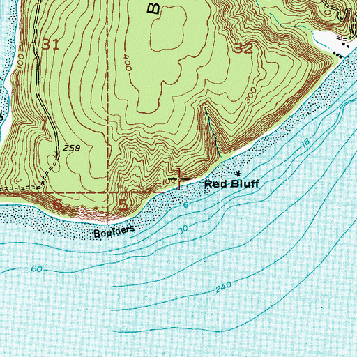 Topographic Map of Red Bluff, WA