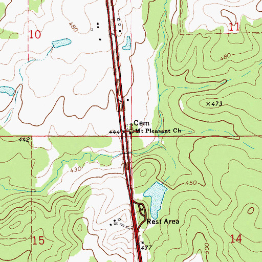 Topographic Map of Mount Pleasant Church, AL