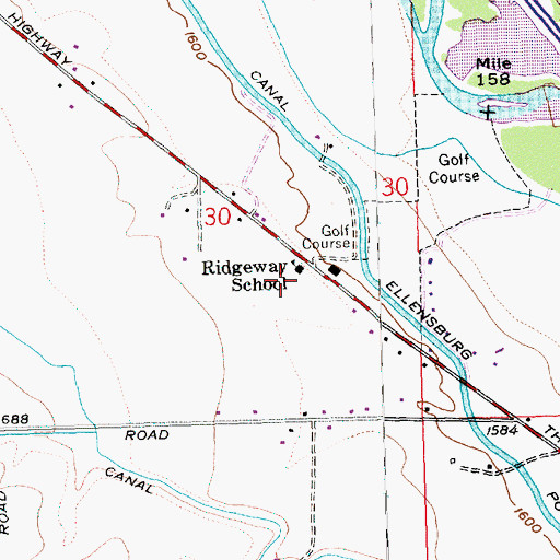 Topographic Map of Ridgeway School, WA