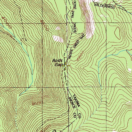Topographic Map of Rods Gap, WA