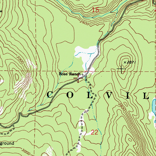Topographic Map of Rose Ranch, WA