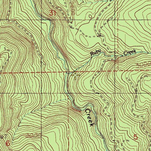 Topographic Map of Ruby Creek, WA