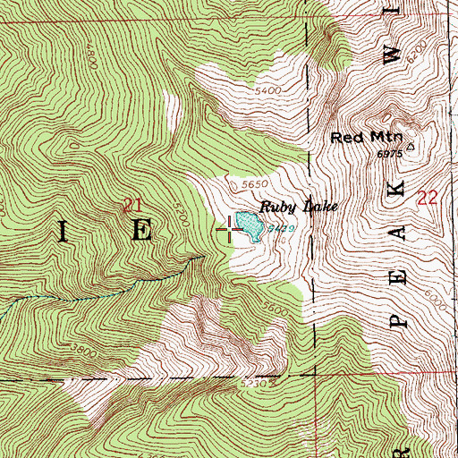 Topographic Map of Ruby Lake, WA