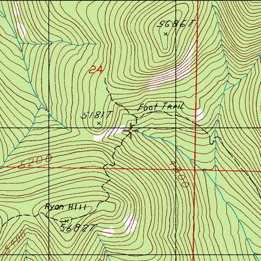 Topographic Map of Ryan Cabin, WA