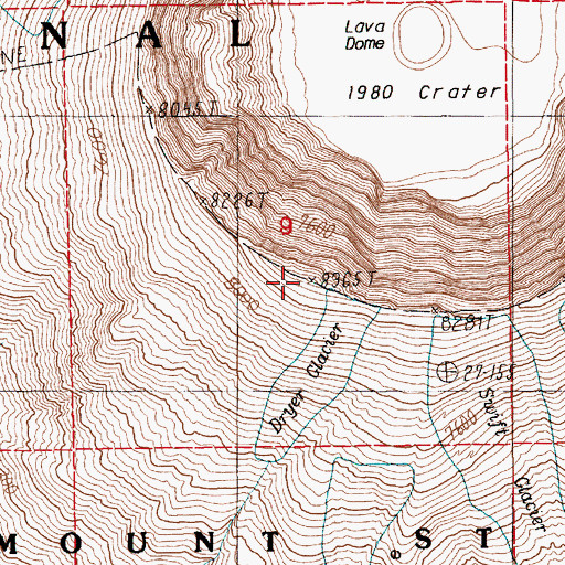 Topographic Map of Mount Saint Helens, WA