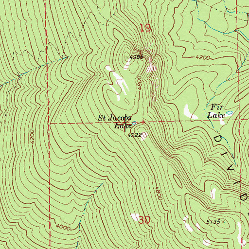 Topographic Map of Saint Jacobs Lake, WA