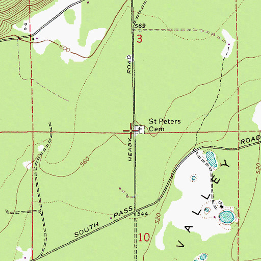 Topographic Map of Saint Peters Cemetery, WA