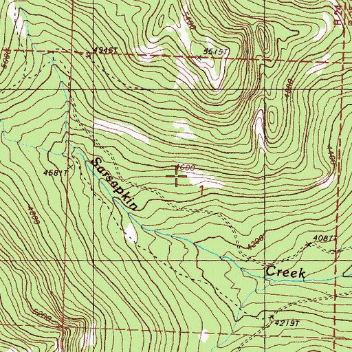Topographic Map of Sarsapkin Creek Trail (historical), WA