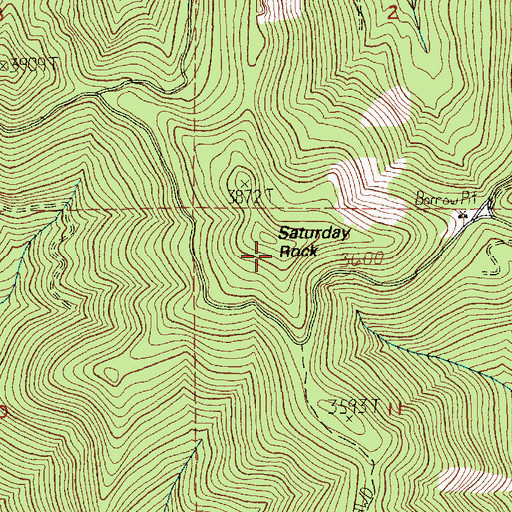 Topographic Map of Saturday Rock, WA