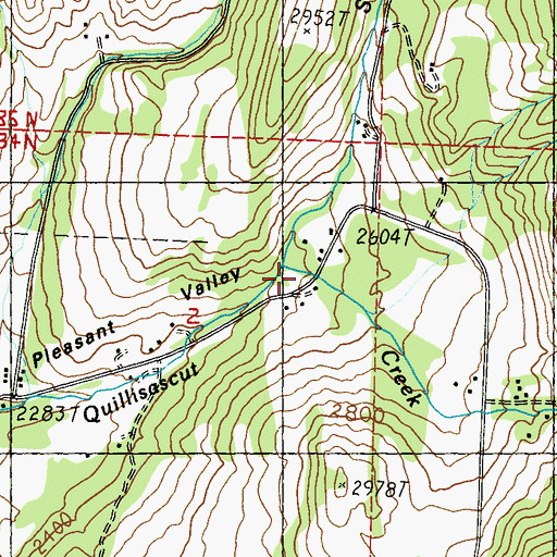 Topographic Map of Sawyer Creek, WA