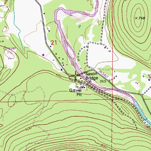 Topographic Map of Saxon Bridge, WA