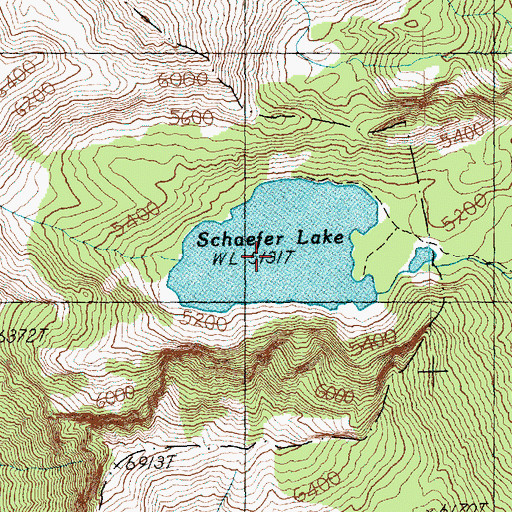 Topographic Map of Schaefer Lake, WA