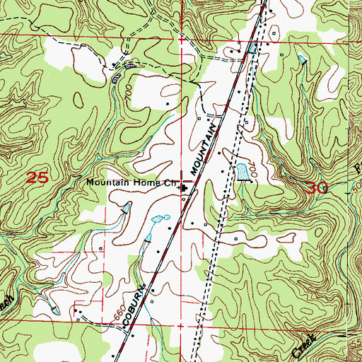 Topographic Map of Mountain Home Church, AL