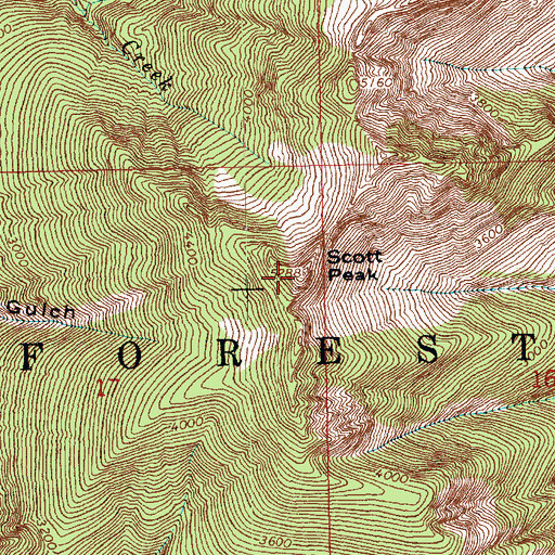 Topographic Map of Scott Peak, WA