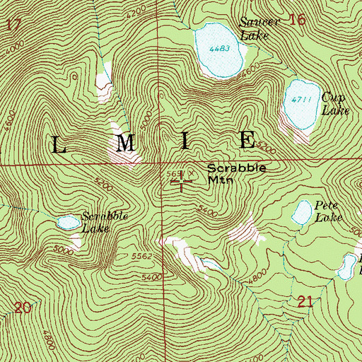 Topographic Map of Scrabble Mountain, WA