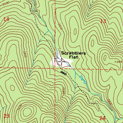 Topographic Map of Scrabblers Flat, WA