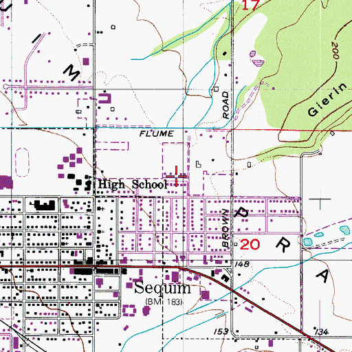 Topographic Map of Sequim Prairie, WA