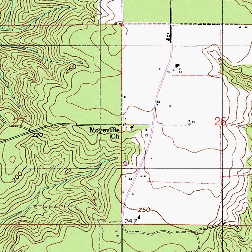 Topographic Map of Moyeville Baptist Church, AL