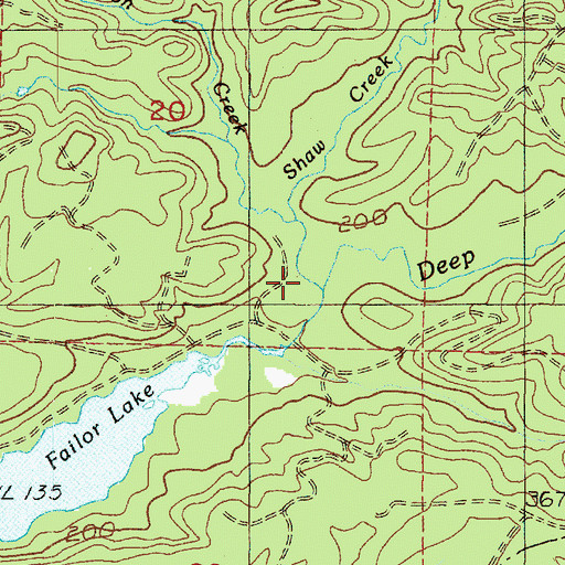Topographic Map of Shaw Creek, WA