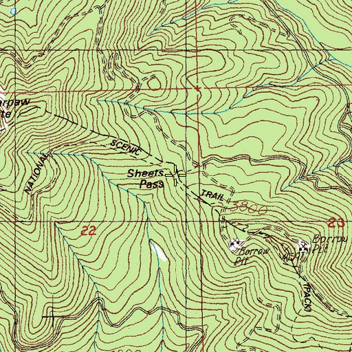 Topographic Map of Sheets Pass, WA